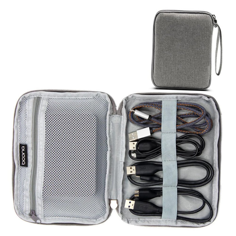 CAXUSD Hard Drive Disk Protective Box Hard Travel Case Shockproof Storage Bag for External Drive Cable Organizer and Earbuds Compartment Grey