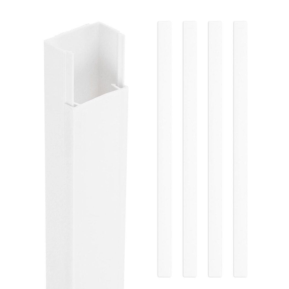 HARFINGTON 4pcs Cord Hider Wall 17inx1.2inx0.6in (LxWxH) PVC Cable Cover Self Adhesive Wire Hider Wall Mounted TV Cable Raceway for Cables Management (68in Total Length)