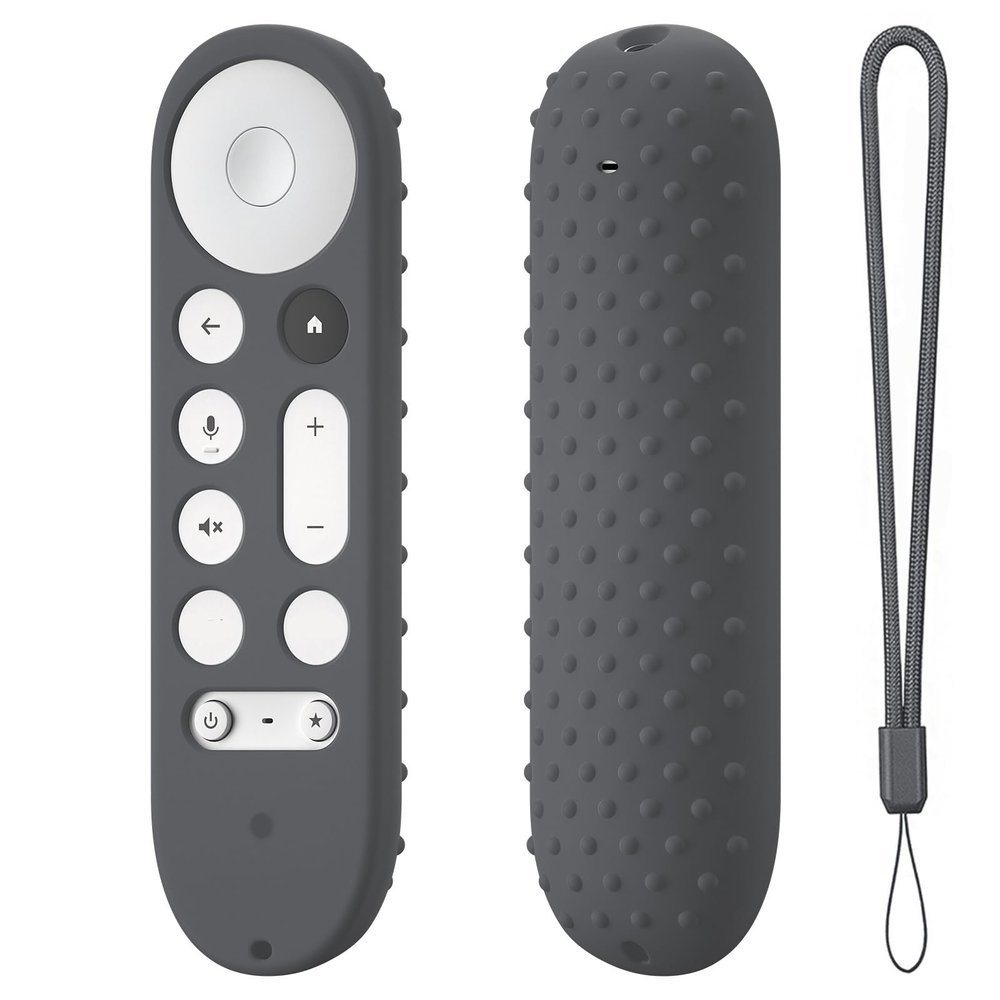 Silicone Remote Case Protective Cover Sleeve for Google GY3LE for Google TV Streamer 4K TV 2024 Remote Controller Anti-Slip Anti-Drop Soft Skin Protector with Lanyard (Dark Gray)