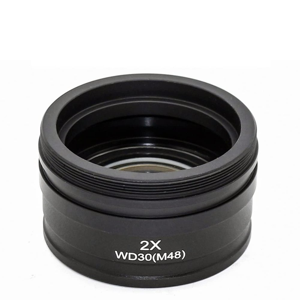JOEBO Microscope Kit 0.5X 2X Barlow Lens Objective Microscope Auxiliary Objective Lens Mounting Thread 42mm 48mm 50mm 52mm Working Distance 30/160mm Microscope Lens Adapters(2X Thread 52mm)