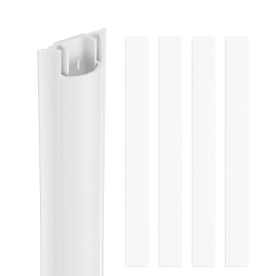 HARFINGTON 4pcs Cord Cover Floor 13inx1.4inx0.4in PVC Floor Wire Hider Cable Protector Hide Extension Cords for Prevent Cable Trips Cables Management, White (52in Total Length)