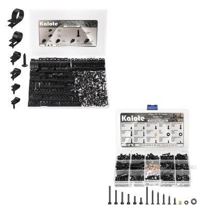 292PCS Cable Clips for Cable Management Cord Organizer, 6 Sizes-3/16'' 1/4'' 3/8'' 1/2'' 3/4'' 1'' Black PA66 Nylon and 600PCS M3 Screw Assortment, M3*8mm/10mm/12mm/16mm/20mm/30mm