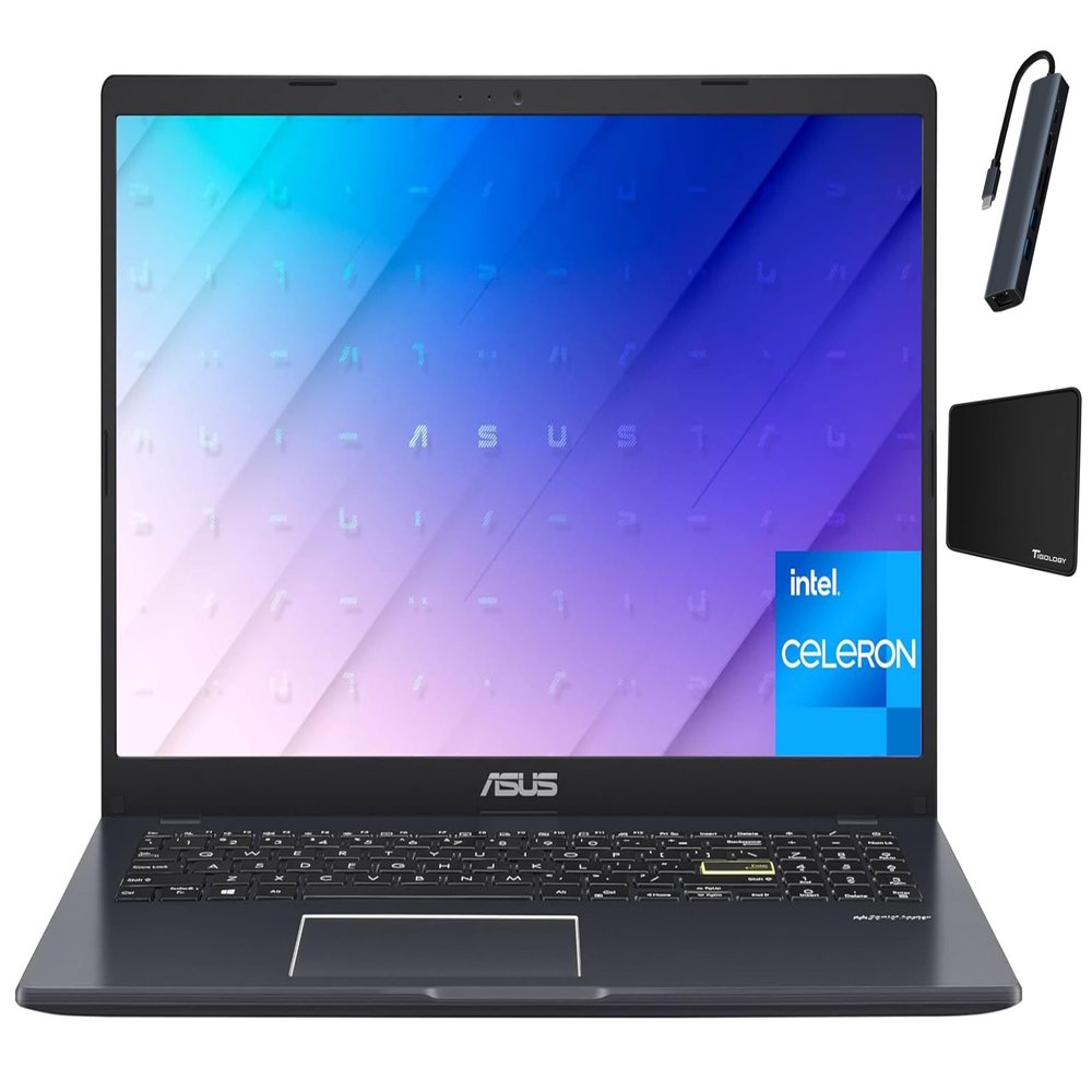 ASUS L510 Ultra Thin Laptop, 15.6 FHD Display, Intel Celeron N4020, 4GB RAM, 128GB eMMC, 1 Year Microsoft 365 Included, 180 Degree Hinge, Win11 Home, Backlit Keyboard, Black with Accessories