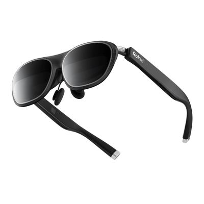 Rokid Max 2 AR Glasses Black, 215" Micro-OLED Display, 50 FOV, 600 Nits Brightness, Compatible with Smart Phone, Steam Deck, ROG, and More, Immersive Wearable Display for Gaming & Entertainment