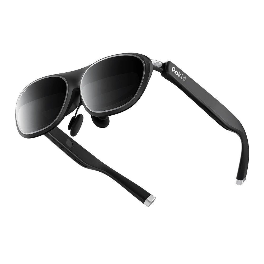 Rokid Max 2 AR Glasses Black, 215" Micro-OLED Display, 50 FOV, 600 Nits Brightness, Compatible with Smart Phone, Steam Deck, ROG, and More, Immersive Wearable Display for Gaming & Entertainment