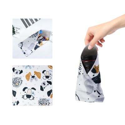 BEIYANG Camera Protective Wrap, Lens Protector Wrapper,13.8x13.8 Inch Magic Self-Adhesive Cloth for Camera/Lens/Phone/DSLR/Laptop/Accessories, Anti Scratch White Pattern Wrap Storage Pouch
