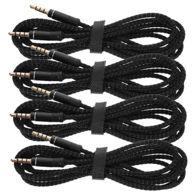 4pcs Male to Male Nylon Audio Aux Cable Durable Stereo Audio Cord for Headphones Speakers Tablets Laptops Tangle Design Compatible with Devices