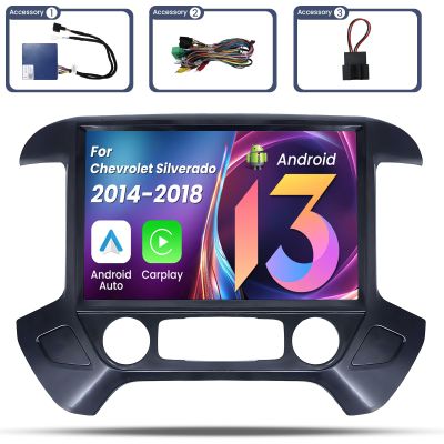 4G+64G Car Stereo Radio for Chevy Silverado and GMC Sierra 2014-2018 + Audio Adapter