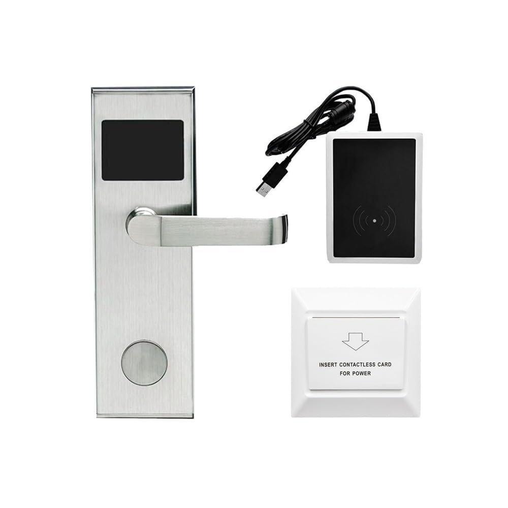 RFID Card Hotel Lock Management System W/Dispenser Writer+take Power swithch (830-KIT-Right Pull-Silver)