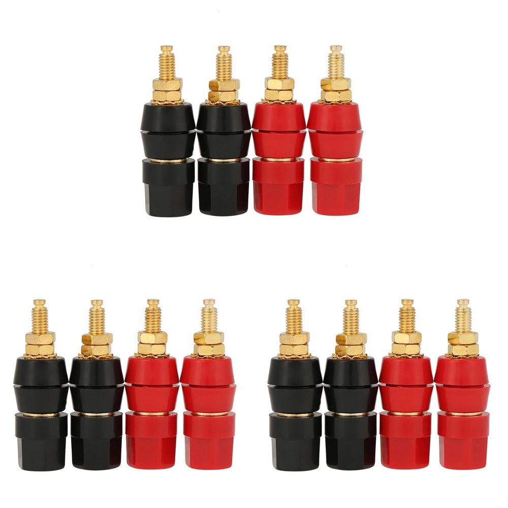 12 Pcs Speaker Binding Post, Black and Red Audio Terminal Binding Post Banana Plug Jack Socket Binding Post