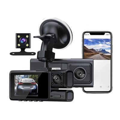 3 Channel WiFi Dash Camera for Cars 2 Inch Car DVR with Rear View Camera HD 1080P Front Inside and Rear Camera Night Vision Loop Recording Video Recorder