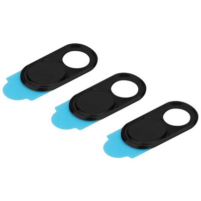 Laptop Camera Cover Slide, 3pcs Metal 0.7 mm Thickness Lens Cap Computer Camera Cover Slide Laptop Camera Cover with Protect Sticker Webcam Cover for Smartphone (Black)