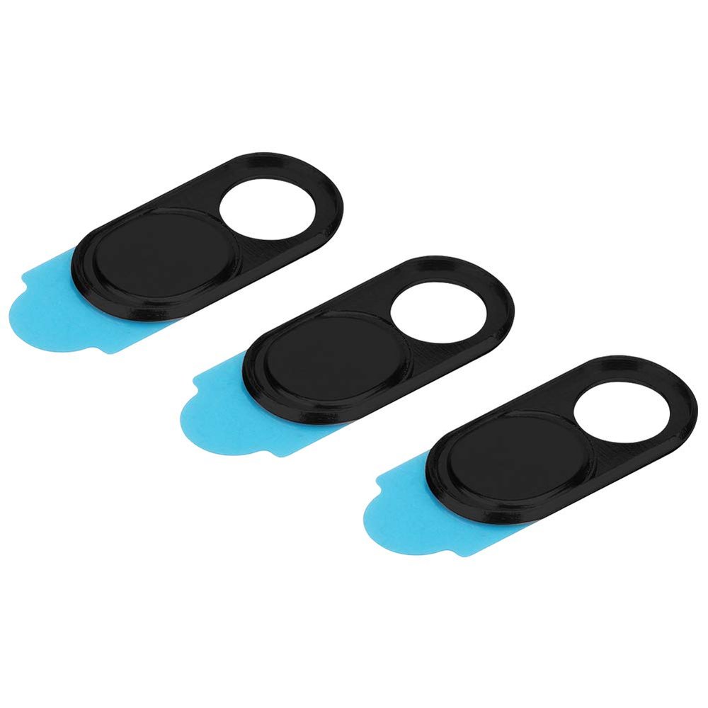 Laptop Camera Cover Slide, 3pcs Metal 0.7 mm Thickness Lens Cap Computer Camera Cover Slide Laptop Camera Cover with Protect Sticker Webcam Cover for Smartphone (Black)