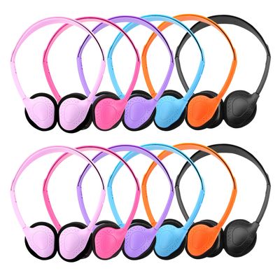 12 Pack Classroom Headphones for Kids, Multi Color Bulk Headphones for Classroom Wired Over the Ear Headphones Adjustable with 3.5 mm Jack for School Library Student Children