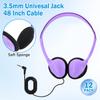 12 Pack Classroom Headphones for Kids, Multi Color Bulk Headphones for Classroom Wired Over the Ear Headphones Adjustable with 3.5 mm Jack for School Library Student Children view 2