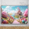 10x8ft Candy Land Backdrop Fantasy Candy Castle Wonderland Photography Background Cotton Candy Lollipop Backdrop Princess Candy Party Decorations Birthday Baby Shower Photo Shot Props view 2