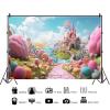 10x8ft Candy Land Backdrop Fantasy Candy Castle Wonderland Photography Background Cotton Candy Lollipop Backdrop Princess Candy Party Decorations Birthday Baby Shower Photo Shot Props view 3
