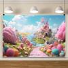 10x8ft Candy Land Backdrop Fantasy Candy Castle Wonderland Photography Background Cotton Candy Lollipop Backdrop Princess Candy Party Decorations Birthday Baby Shower Photo Shot Props view 4