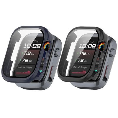 3 Pack Case with Screen Protector for Huawei Watch D2, Ultra Slim Full Coverage Hard PC Proctective Case Lightweight Shockproof Anti-Scratch Bumper Cover (Transparent/Black/Dark Blue)