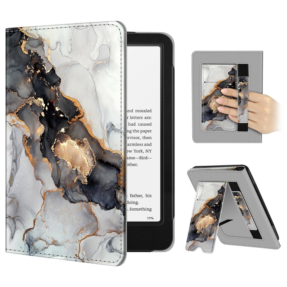 Fintie Case for 7"/6.8" Kindle Paperwhite(12th/11th Generation-2024/2021) and Kindle Colorsoft Signature Edition -Slim Foldable Stand Cover Auto Wake/Sleep for Paperwhite 2024, Cloudy Marble