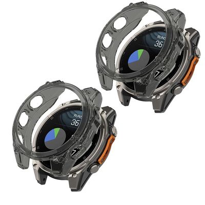 2 Pack Case for Garmin Fenix 8 51 mm Screen Protector Protective Case, Flexible TPU Screen Protector Case Scratch-Resistant Cover Protective Case for Fenix 8 51 mm smartwatch (Black/Black)