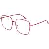 Dollger Blue Light Blocking Glasses women Oversized UV Red Fashion Bluelight Glasses matal square Eyeglasses Frame RED view 1