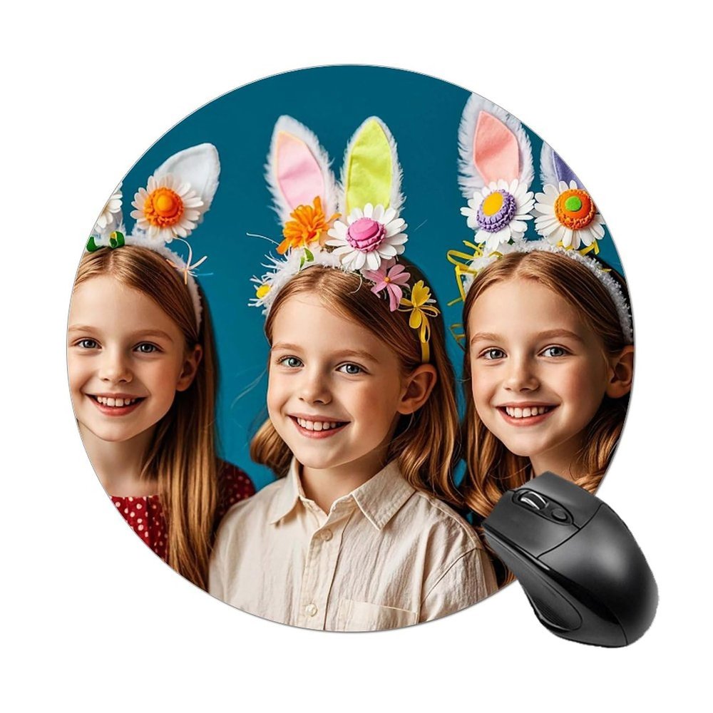 Exquisite Homemade Easter Hat Printed Round Mouse Pad Portable Waterproof Non-Slip Mousepad Rubber Mouse Mat Desk Decor Stuff for Laptop Computer Gaming Office Home