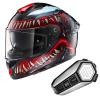 ILM Full Face Dual Visor Adult Motorcycle Helmet with Rear Wing (TheNight, XXL) and Bluetooth Headset with Hi-Fi System view 1