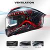 ILM Full Face Dual Visor Adult Motorcycle Helmet with Rear Wing (TheNight, XXL) and Bluetooth Headset with Hi-Fi System view 4