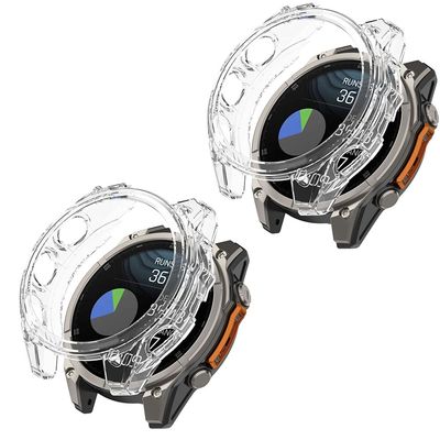 2 Pack Case for Garmin Fenix 8 51 mm Screen Protector Protective Case, Flexible TPU Screen Protector Case Scratch-Resistant Cover Protective Case for Fenix 8 51 mm smartwatch (Transparent/Transparent)