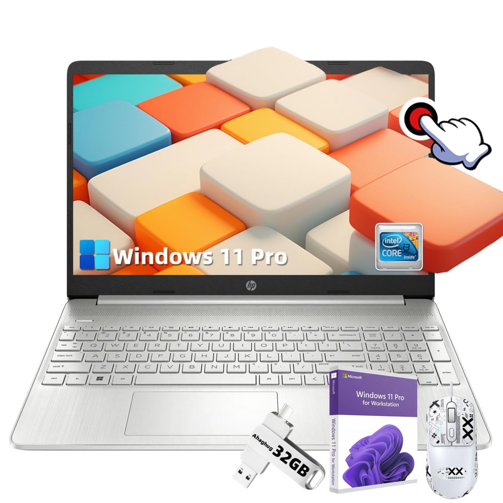 HP Flagship Laptop for Business and Student - 15.6" HD Touchscreen, Intel 6-Core i3-1215U Processor, 16GB RAM, 1TB SSD, Windows 11 Pro, with Designed Mouse