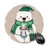 Exquisite Bear That is Afraid of The Cold Printed Round Mouse Pad Portable Waterproof Non-Slip Mousepad Rubber Mouse Mat Desk Decor Stuff for Laptop Computer Gaming Office Home view 1