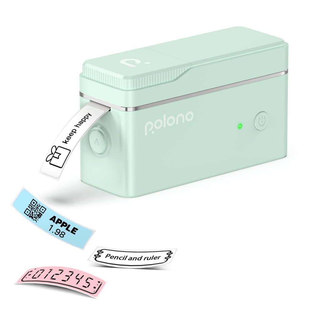 POLONO P31S Label Maker Machine with Tape, Aqua
