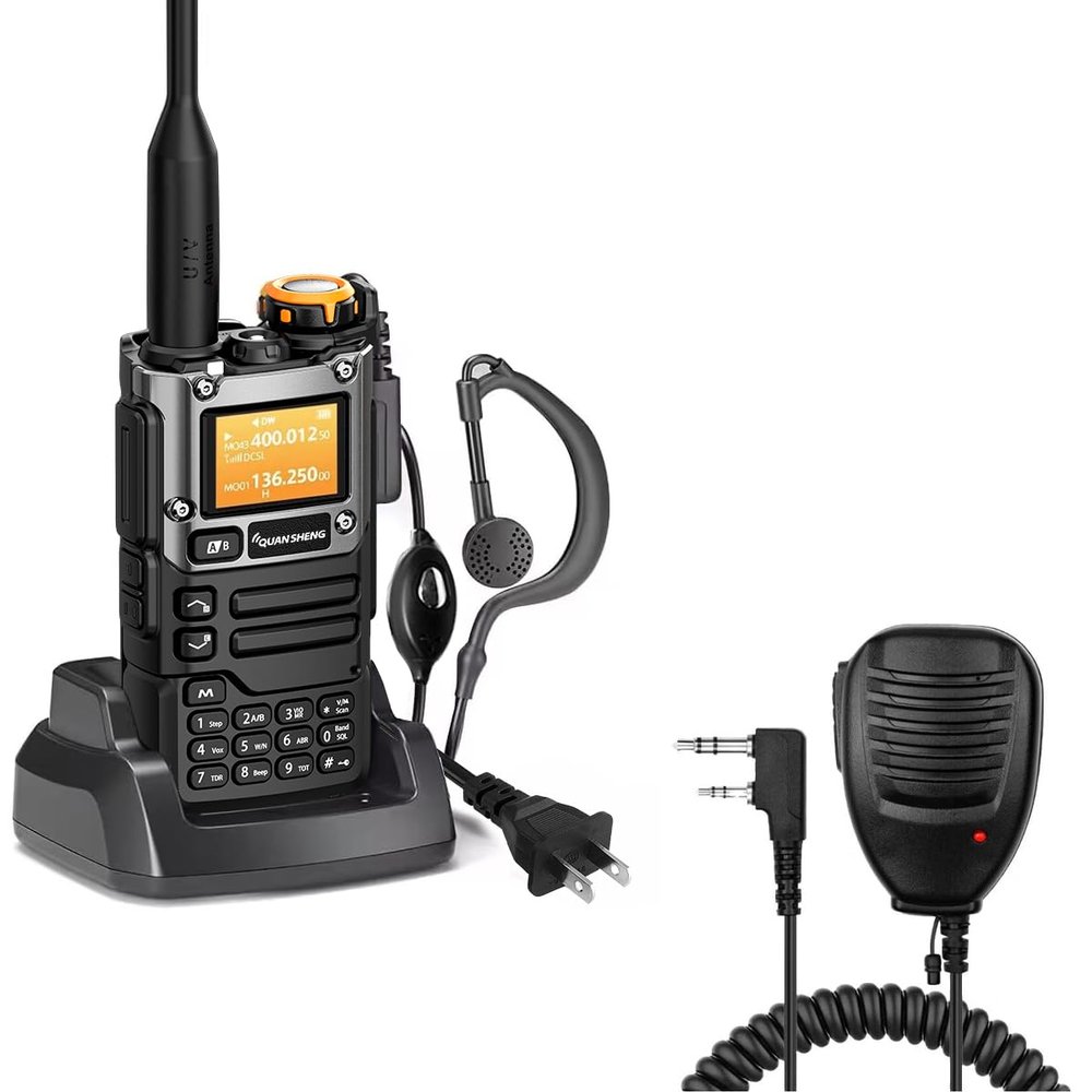 QUANSHENG K6 UVK5(8)AM/FM/DTMF walkie Talkie 200Three Frequency Receiving walkie Talkie NOAA Weather Forecast, with Flash Replication Frequency Tpye-C LCD Display for Hiking Camping Trip Two-way radio