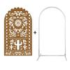 Aerdce Brown Mexican Fiesta Talavera Wedding Party Decoration Arch Backdrop Cover Stretchy Arched Stands Covers for Baptismx Birthday Baby Shower Parties Decoration(Cover+Stand) view 2