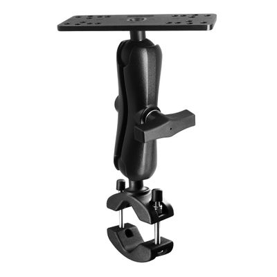 WINDFRD 1.5" Ball Aluminum Fish Finder Mount with Clamp Base for Rails 1.18'' to 2'' in Diameter, Medium Arm Marine Electronic/Depth Finder Mount for Boat, Compatible with Garmin, Lowrance and More