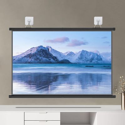 Manual Pull-Down White Projector Screen, 16:9 HD Portable Manual Pull Down Projector Screen,Wall Ceiling Mounted Widescreen For Home Theater Cinema Office Movie TV Game, Matte White(White fiberglass,4
