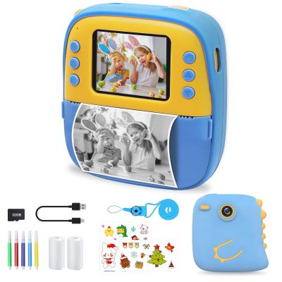 Kids Instant Digital Cameras,32GB Toddler Cam Instant Print Toys,1080P Children Printable Camera Children Day Birthday Gifts for 3-12 Years Old Girls, Toddler Camera Girls Toys (Blue)