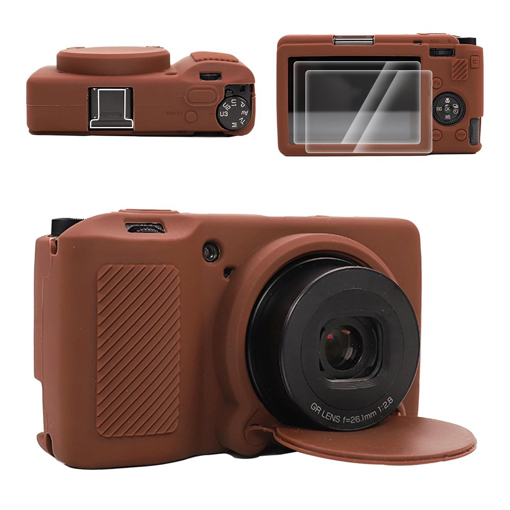 VOVMOEYA for Ricoh GRIII/GRIIIx/GR3/GR3X Silicone Case,?Case*1 Screen Protector*2 Hot Shoe Cover*1? GR IIIx Protective Cover Camera Case for Ricoh GR III Detachable Lens Cover Lightweight-CF