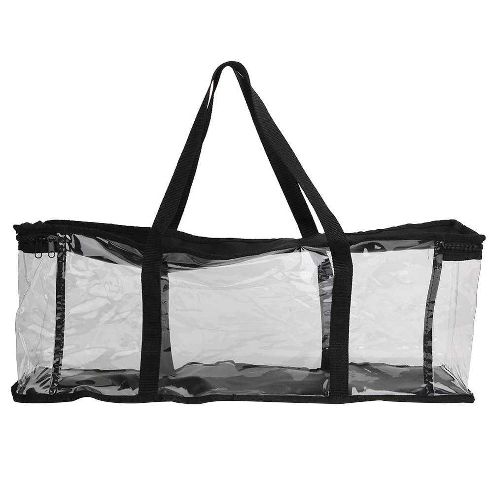 DVD Storage Bag, Large Capacity Clear PVC Storage Bag, Transparent PVC Media Storage, Portable Transparent Moving Tote with Reinforced Handle for CDs, Albums, Video Games