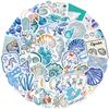 50Pcs Aesthetic Blue Ocean Stickers Pack, Waterproof Vinyl Beachy Decals for Luggage, Journal, Laptop, Kindle, Scrapbook, Skateboard, Water Bottle, Bumper, Graffiti Anime Ocean Stickers view 1