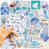 50Pcs Aesthetic Blue Ocean Stickers Pack, Waterproof Vinyl Beachy Decals for Luggage, Journal, Laptop, Kindle, Scrapbook, Skateboard, Water Bottle, Bumper, Graffiti Anime Ocean Stickers view 4