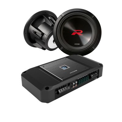 Alpine R2-W12D2 12" 2250W Peak Dual 2-Ohm Subwoofer R2-A150M 1500W RMS Monoblock Amplifier Bundle - Ultimate R-Series Car Audio Upgrade