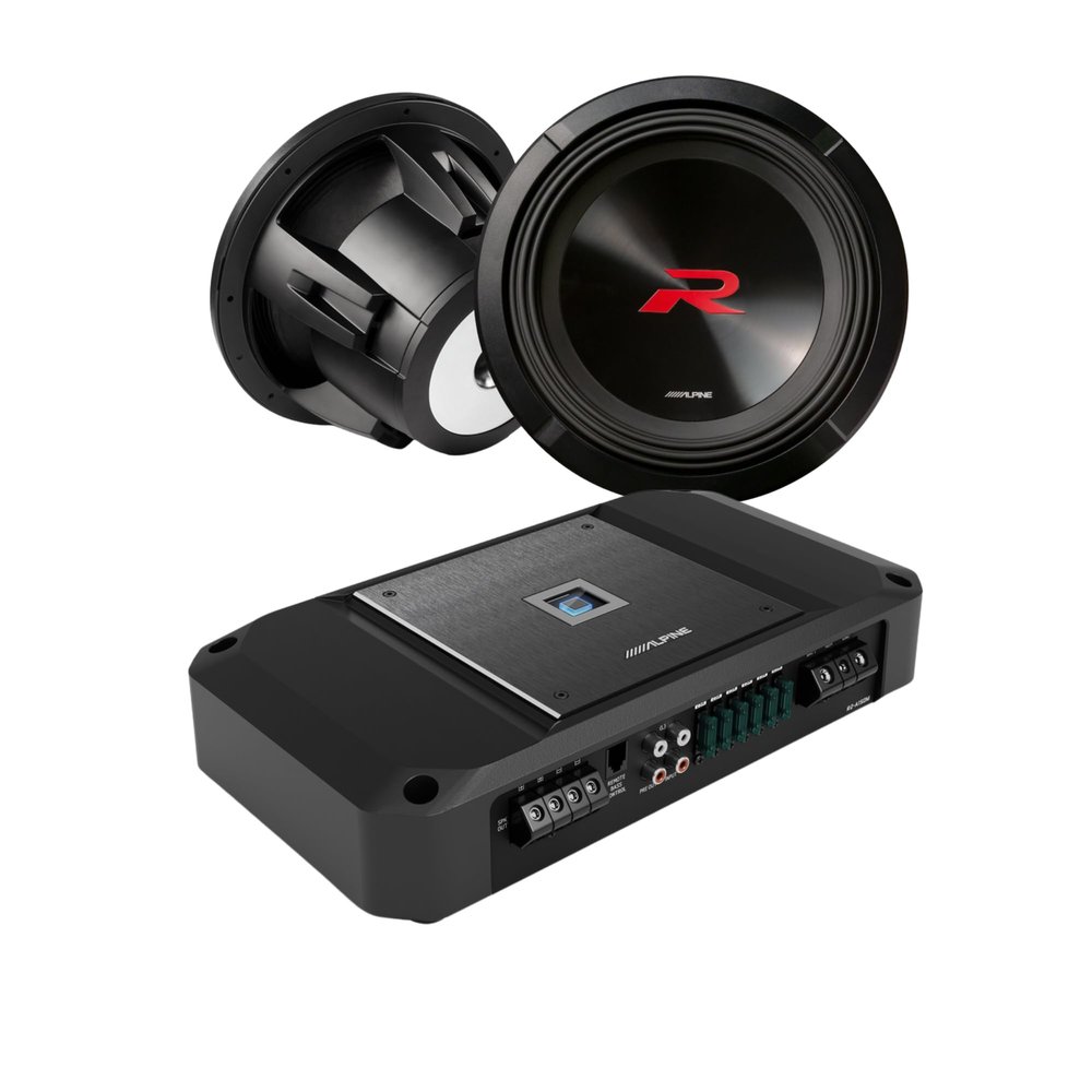 Alpine R2-W12D2 12" 2250W Peak Dual 2-Ohm Subwoofer R2-A150M 1500W RMS Monoblock Amplifier Bundle - Ultimate R-Series Car Audio Upgrade