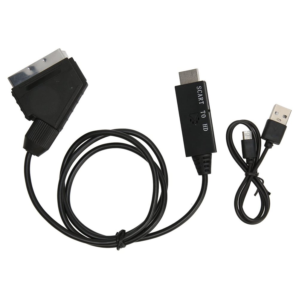 Scart to Hd Multimedia Interface Converter, Scart to Adapr 1080P Adapter Cable, Scart Till for Sound Video with 5V, for Tv, VHS VCR, DVD Recorder