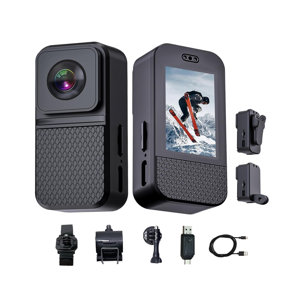 Ahheyie HD1080P Camcorder with 0.96" Screen, 160 Wide Angle Fisheye Lens Webcam Back Clip Body Action Camera
