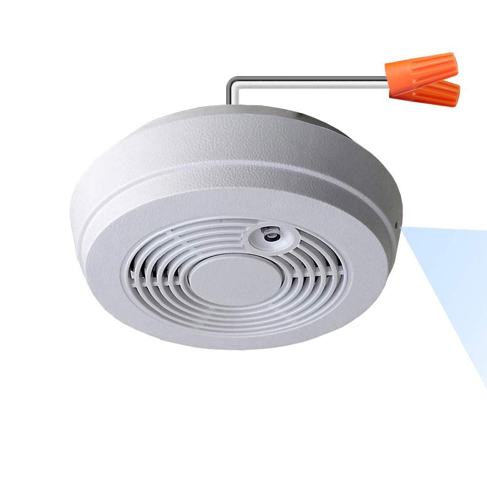 SCS Enterprises WF-402HAC: WiFi Smoke Detector Camera (110-220VAC, Side-Down View, Ceiling Mount) Smoke Detector is None-Functional