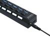 Black 7 Port USB 2.0 Hub On/Off Switches + AC Power Adapter Cable for PC Laptop view 2