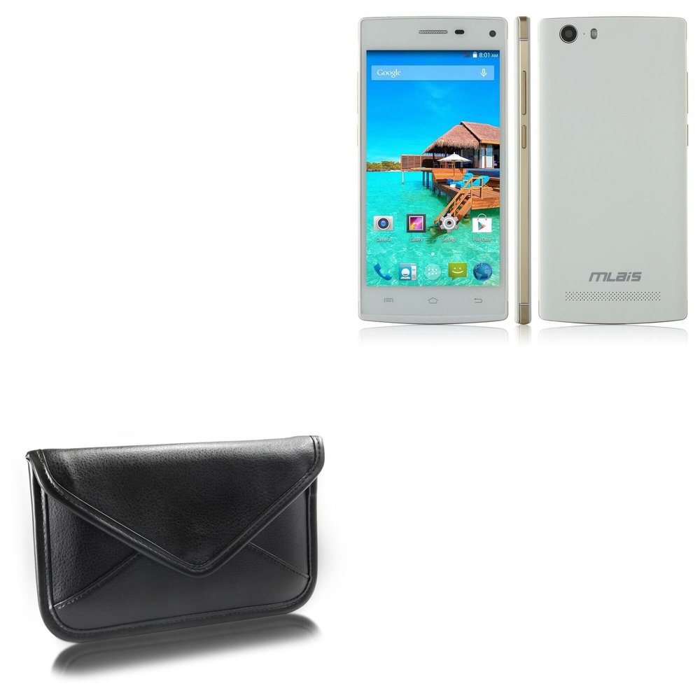 BoxWave Case Compatible with Mlais M9 - Elite Leather Messenger Pouch, Synthetic Leather Cover Case Envelope Design - Jet Black