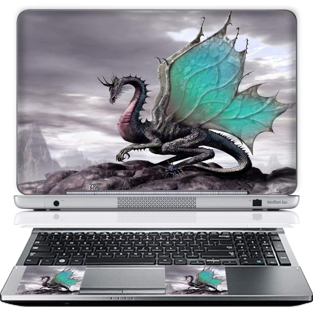 11.6 12 Inch Laptop Skin Sticker Cover Premium Sticker Cover Art Decal Decorative (Included 2 Wrist Pad Skins) - Flying Dragon